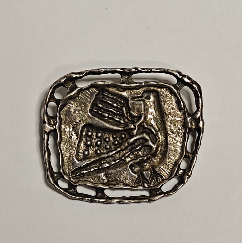 RARE Modernist Brutalist Guy Vidal Phoenix Bird / Dove Pin Brooch